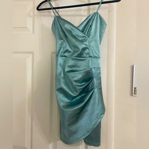 Blue Satin Mini Dress